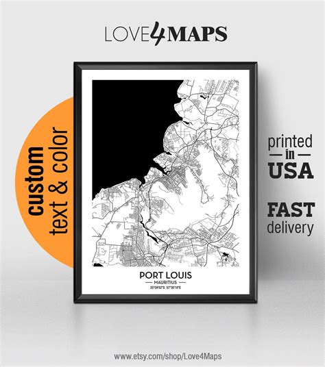 Port Louis Mauritius Map Port Louis Map Print Port Louis Map - Etsy