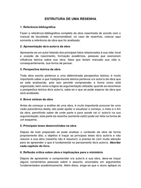 Estrutura De Resenha Crítica - Estrutura de uma Resenha Crítica | PDF