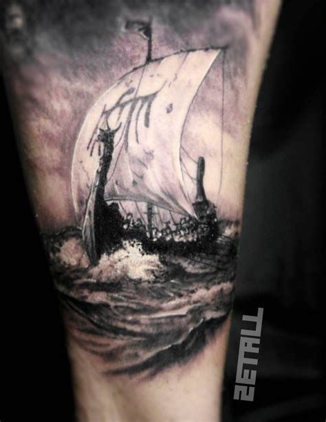 Viking Ship Tattoo On The Inner Arm Viking Ship Tattoo Viking