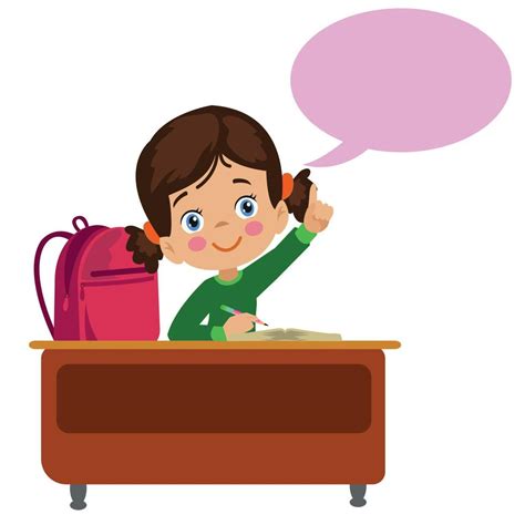 hardworking student raising fingers in class 14830900 Vector Art at ...