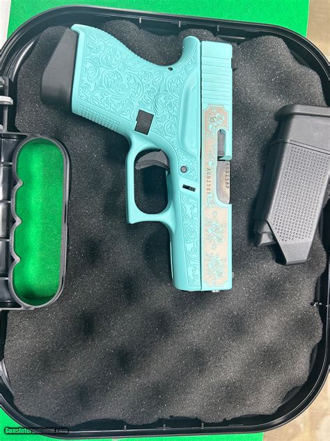 Glock 43 G43 Engraved Rose Tiffany Blue Glui4350201grp 9mm Luger 9x19