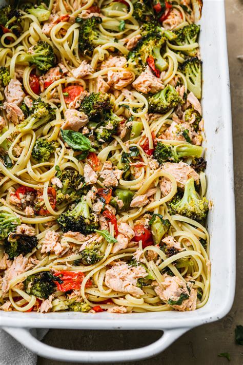 baked salmon pasta  veggies healthy  cream walder wellness