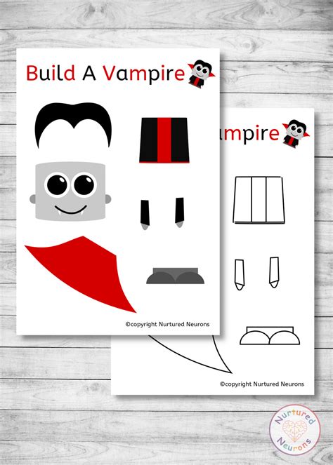 Build A Vampire Craft Free Halloween Printable Nurtured Neurons