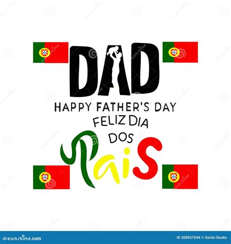 Feliz Dia Dos Pais Calligraphy Hand Lettering Isolated On White Happy