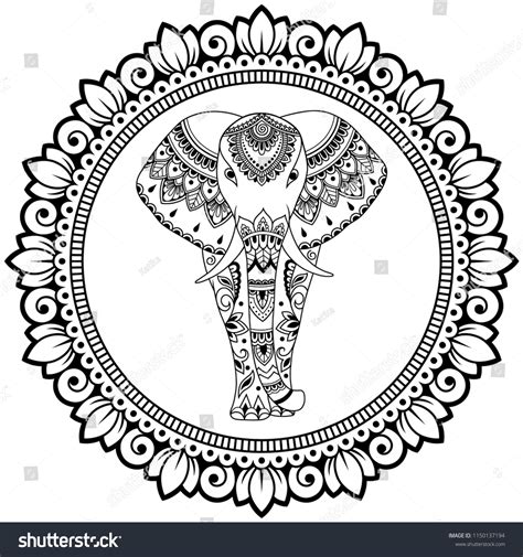 African Elephant Mandala Decorated Indian Ethnic Stock Vector (Royalty ...