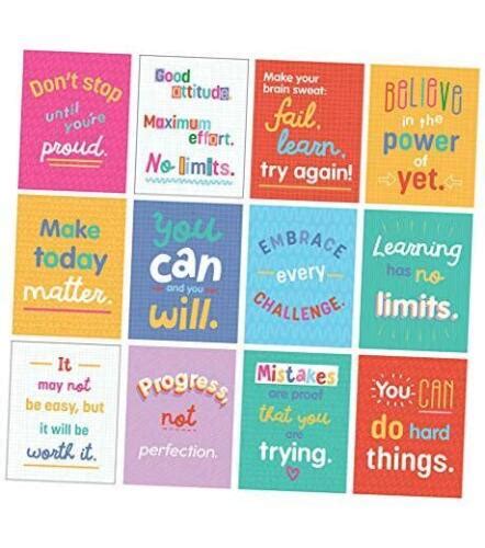 Carson Dellosa 12 Piece Growth Mindset 8 5x 11” Positive Quote Wall