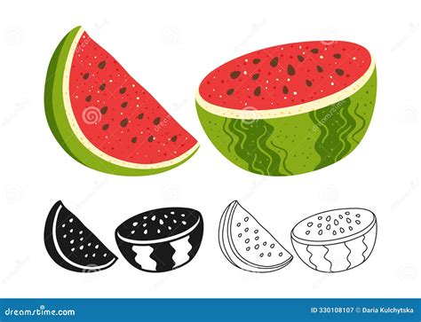 watermelon linear children drawing vector illustration cartoondealer