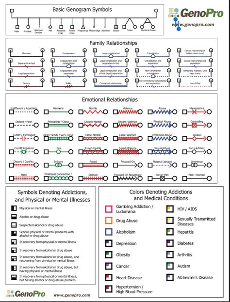 Genogram symbols in 2023 | Family genogram, Family relationships ...