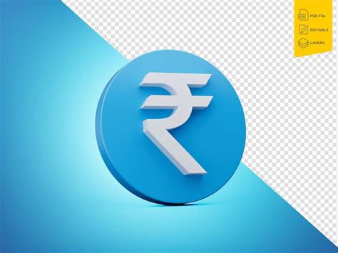 Premium Psd Blue And White Indian Rupee Currency Icon Isolated On