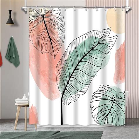 Mid Century Tropical Boho Leaves Shower Curtain Embrace The Hawaii