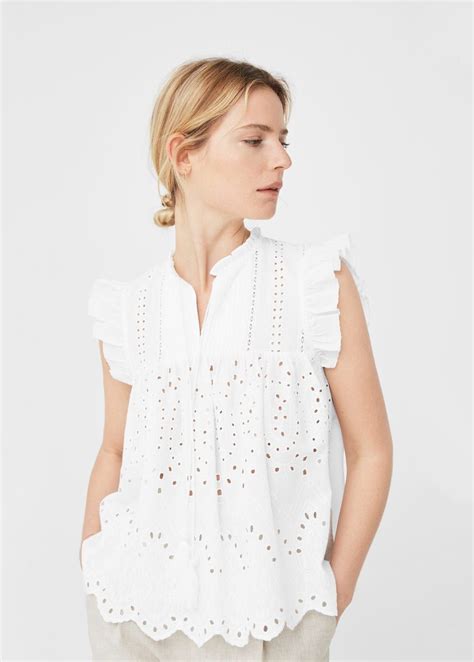 Openwork Cotton Blouse Women Mango United Kingdom Vestidos