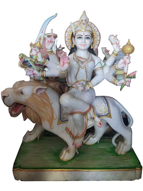 White Painted Marble Durga Statue For Worship Size 30 At Rs 35000