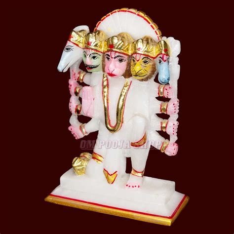 Panchmukhi Hanuman Ji Statue In White Marble