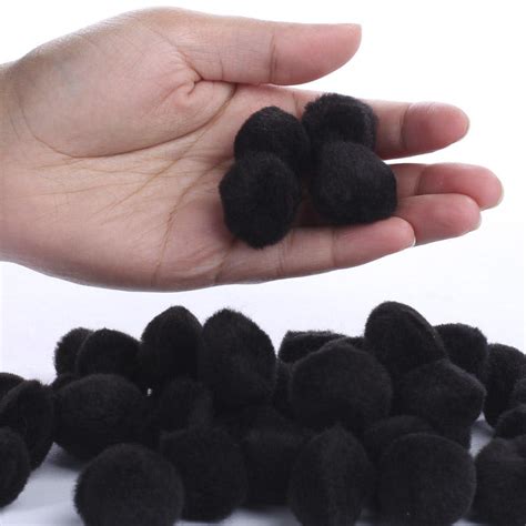 1" Black Craft Pom Poms - Pom Poms - Craft Basics - Kids Crafts - Basic ...