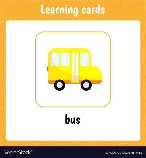 Kids learning cards bus Royalty Free Vector Image