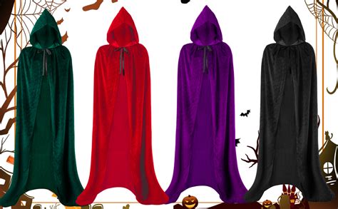 Amazon DLY Unisex Hooded Cloak Long Velvet Cape With Hood Witch