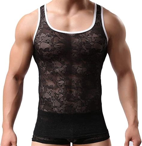 Weimilon Lace Top Men S Vest Tank Top Casual Summer Sleepwear Slim Fit Shirt Tops Fashion Cozy