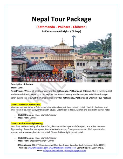 Kathmandu Pokhara Chitwan Tour Package Nepal Tour Pdf