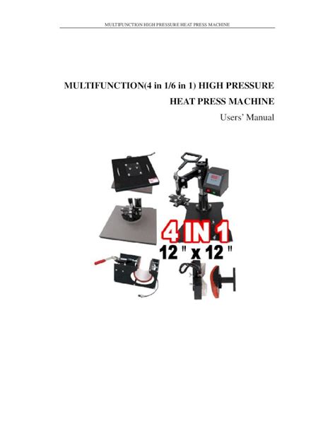 PDF 4 In 1 Heat Press Machine Manual CutterPros MULTIFUNCTION