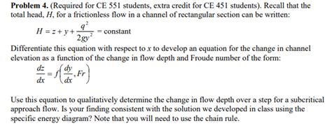 Solved Problem 4. (Required for CE 551 students, extra | Chegg.com 