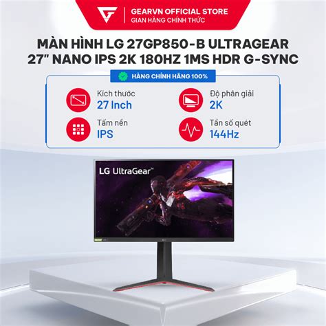 Màn Hình Lg 27gp850 B Ultragear 27 Nano Ips 2k 180hz 1ms Hdr G Sync Shopee Việt Nam