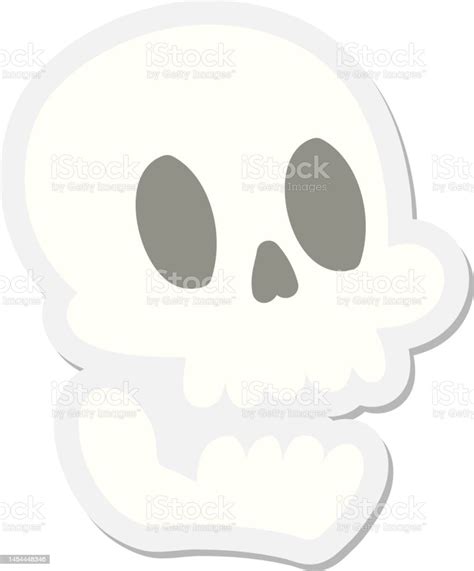 Spooky Halloween Skull Sticker Stock Illustration - Download Image Now ...