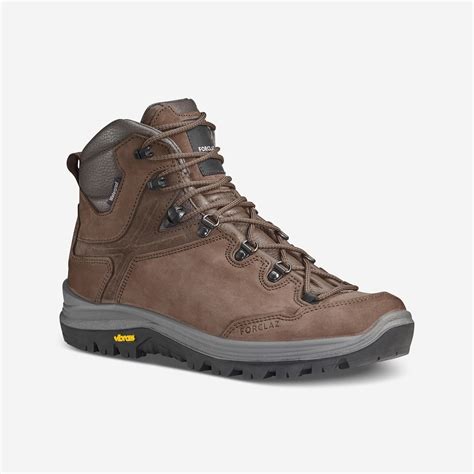 Men’s Leather Hiking Boots – MT 500 - Brown, Charcoal grey - Forclaz ...