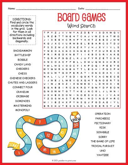 Free Printable Board Games Word Search Free Word Search Puzzles, Word ...