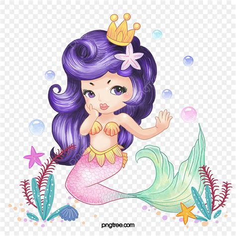 Mermaid Princess Png Image Hand Drawn Cute Mermaid Princess Mermaid