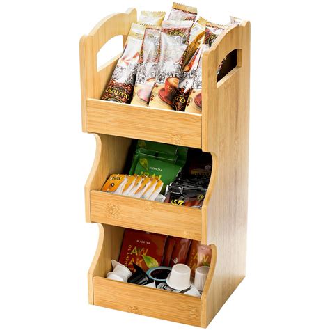 Passetas Tea Bag Organizer Bamboo Coffee Condiment And Accessories Storage Holder 3 Tier Teabag