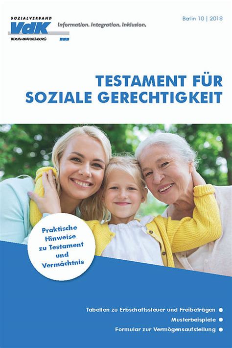 Brosch Re Testament F R Soziale Gerechtigkeit Sozialverband Vdk