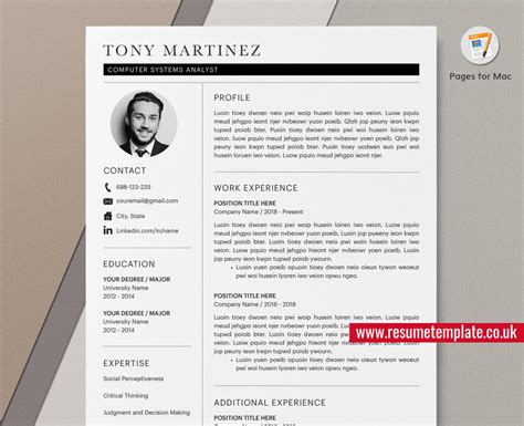 Resume Templates Mac Pages ResumeTemplate Co Uk