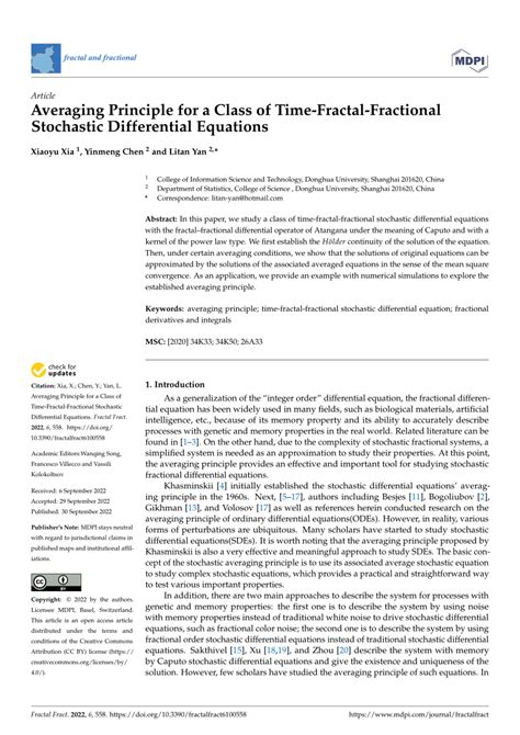 Pdf Averaging Principle For A Class Of Time Fractal Fractional