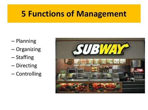 Functions Of Management At Subway Planning Organising Directing S