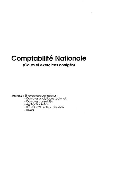 Comptabilit Nationale Exercices Corrig S Studocu