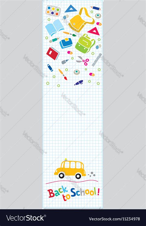 Back To School Vertical Banner Or Bookmark Vector Image