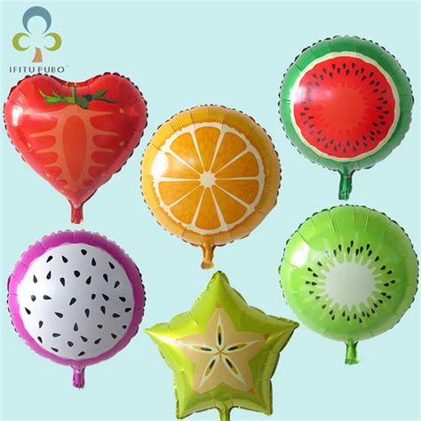 6Pcs/set Fruit Balloon Birthday Party Decoration Balloon Pitaya/Orange/Kiwi Fruit Carambola ...