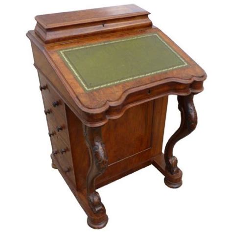 19th Century English Victorian Burr Walnut Davenport Writing Desk