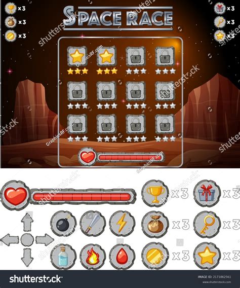 Space Game Background Template Elements Illustration Stock Vector ...