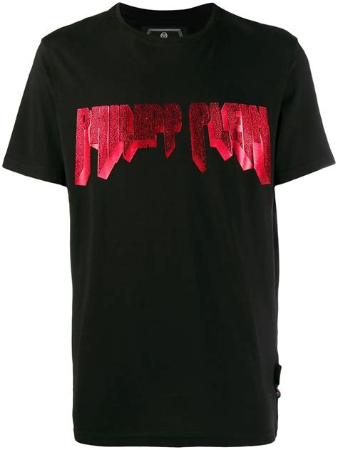 Philipp Plein T Shirt Mit Pailletten Logo Farfetch Shirts T Shirt