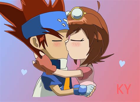 Gimgka And Madoka Kissing Anime Beyblade Characters Manga