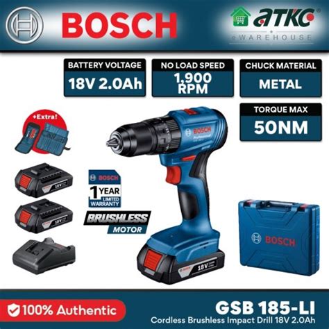 Bosch Gsb Li Cordless Brushless Impact Drill V Ah K L