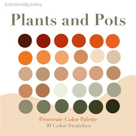 Plants And Pots Procreate Color Palette 30 Swatches Instant Download