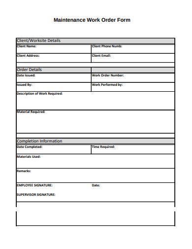 15 Maintenance Work Order Templates In Google Docs Google Sheets