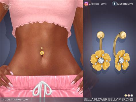 The Sims Resource Bella Flower Belly Piercing For Custom Skin Tones