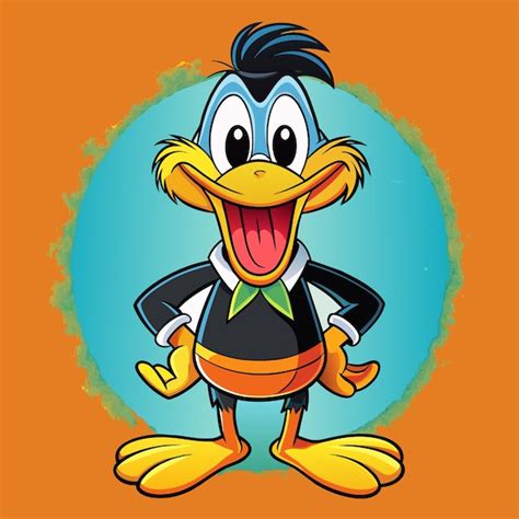 Una Caricatura De Un Pato Con Un Traje Y Corbata Vector Premium