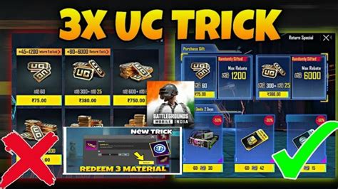 3x Uc Trick Bgmi BGMI RETURN GIFT EVENT 380 ME 6000 UC AND 75 ME