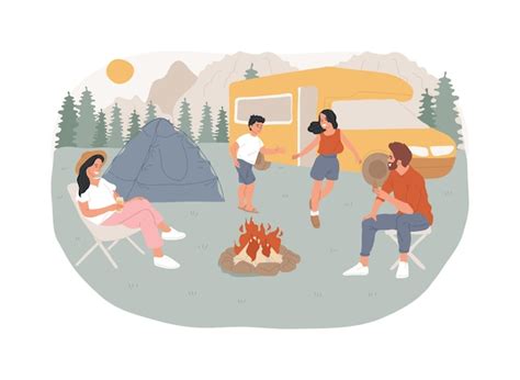 Premium Vector Summer Camping Isolated Concept Vector Illustration