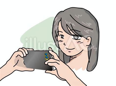 スマホで写メ（15）を撮る女性aイラスト No 1282947／無料イラストなら「イラストac」