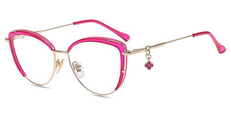 Damen Brillen Fiona Gold Rosa Metall Tr Mittel Cat Eye Fassung